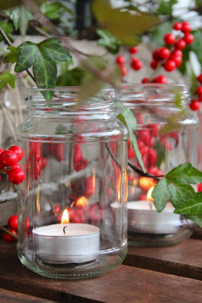 Adventskranz Marmeladengläser